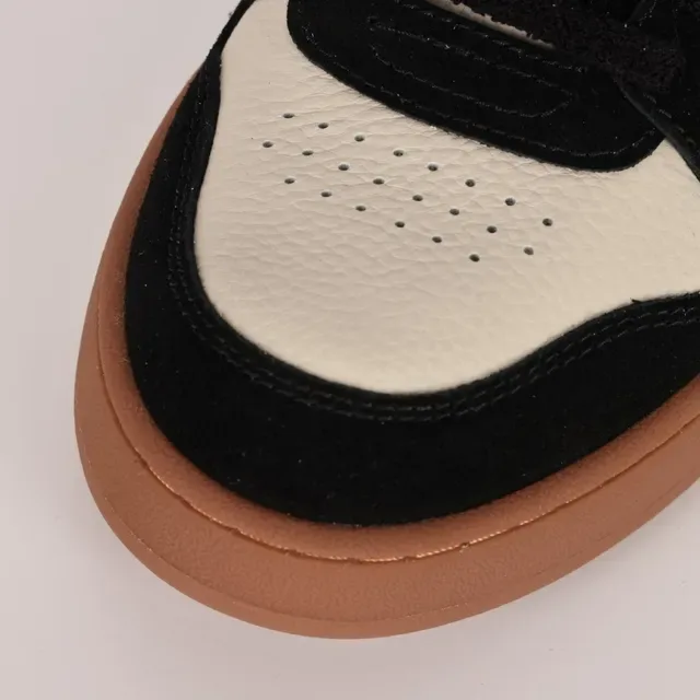Fendi Beige Black Two-Tone Leather-Suede Upper Stitched FF Motif Lifestyle Sneakers 5