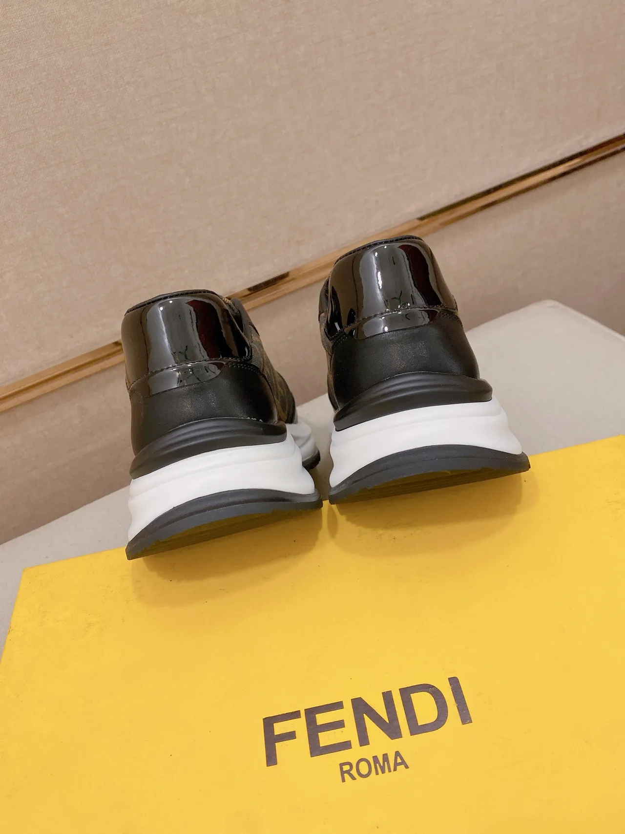 Fendi Black Brown Monogrammed Textile Leather Accents Chunky Sneakers 8