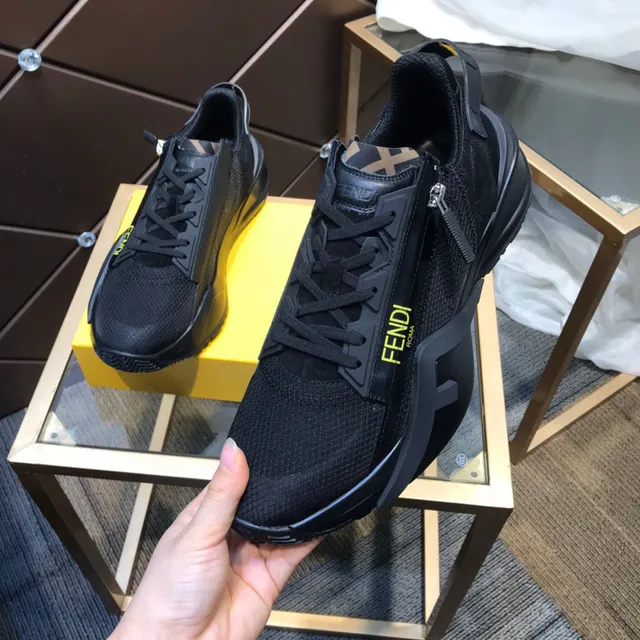 Fendi Negro Amarillo Malla Superior Esculpido Grueso Suela Estilo de vida Zapatillas deportivas 3
