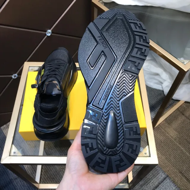 Fendi Negro Amarillo Malla Superior Esculpido Grueso Suela Estilo de vida Zapatillas deportivas 4