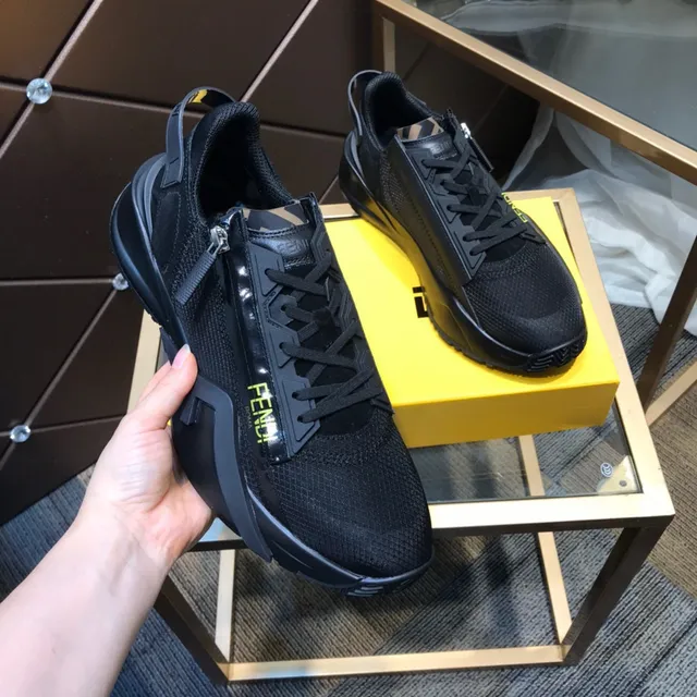 Fendi Negro Amarillo Malla Superior Esculpido Grueso Suela Estilo de vida Zapatillas deportivas 7