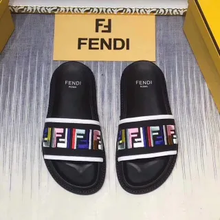Fendi FF Logo Slide Sandales Multicolores Noires
