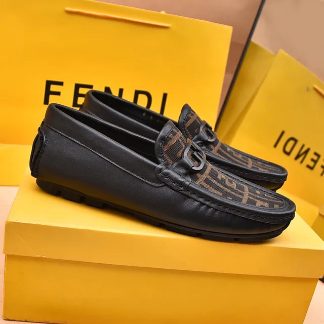 Fendi FF Monogram Canvas and Black Leather Loafers 2