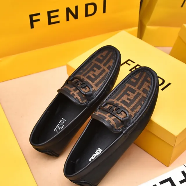 Fendi FF Monogram Canvas and Black Leather Loafers 4