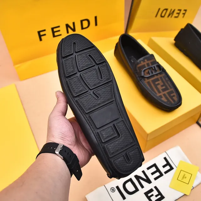 Fendi FF Monogram Canvas and Black Leather Loafers 5