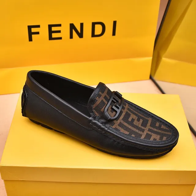 Fendi FF Monogram Canvas and Black Leather Loafers 6