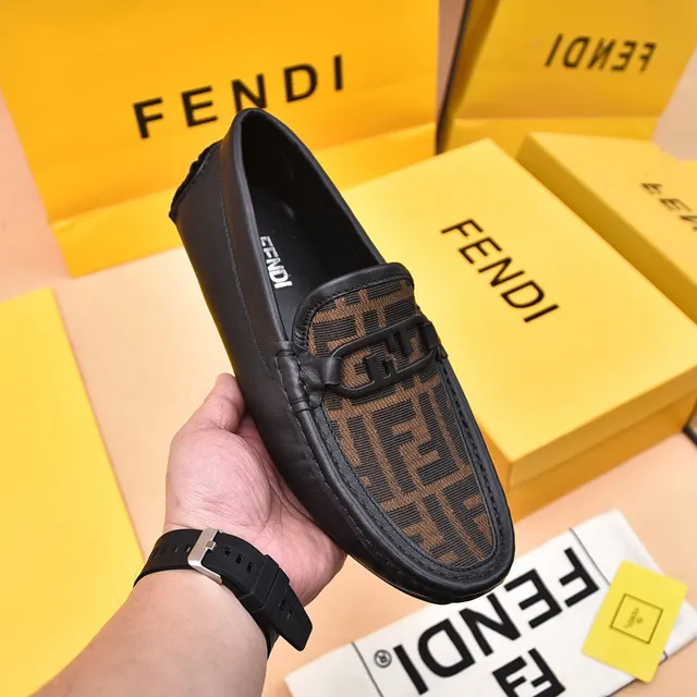 Fendi FF Monogram Canvas and Black Leather Loafers 7