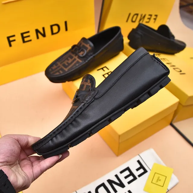 Fendi FF Monogram Canvas and Black Leather Loafers 8