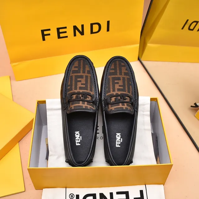 Fendi FF Monogram Canvas and Black Leather Loafers 9