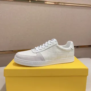 Fendi FF Monogram White and Gray Lifestyle Sneakers