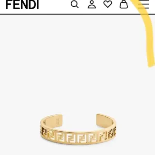Fendi FF Motif 镂空 金色 开放式手镯