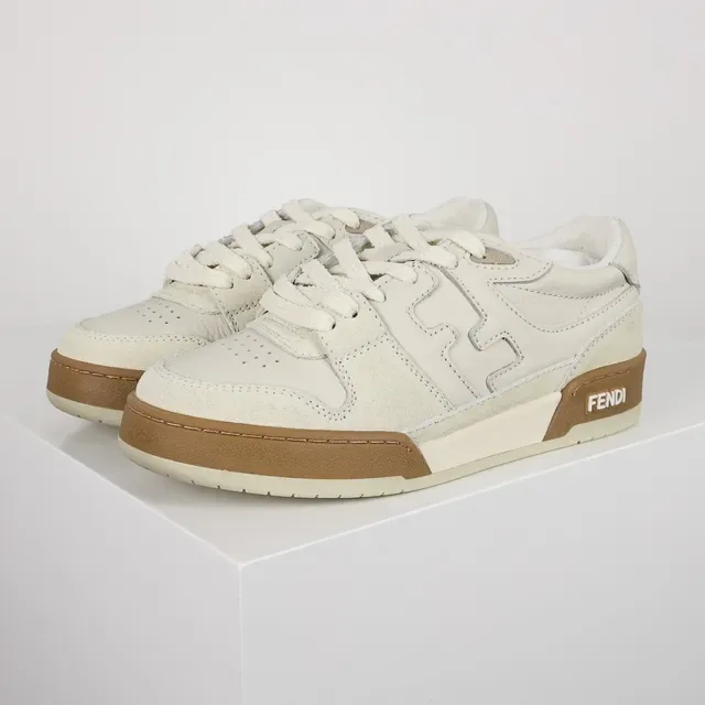 حذاء رياضي لايف ستايل Fendi First Off-White و Tan 2