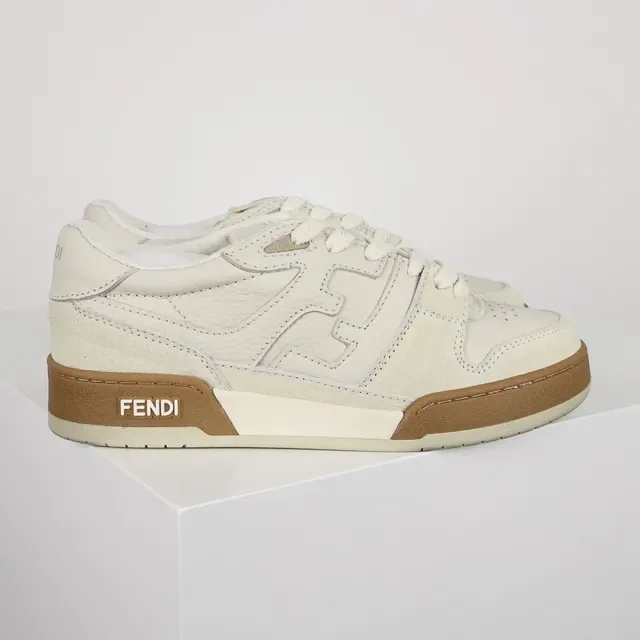 حذاء رياضي لايف ستايل Fendi First Off-White و Tan 3