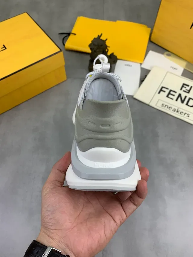Fendi First White Gray Perforated Monogram Upper Layered Sole Chunky Sneakers 3