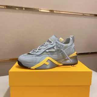 Fendi Flow أحذية رياضية سميكة رمادية وصفراء