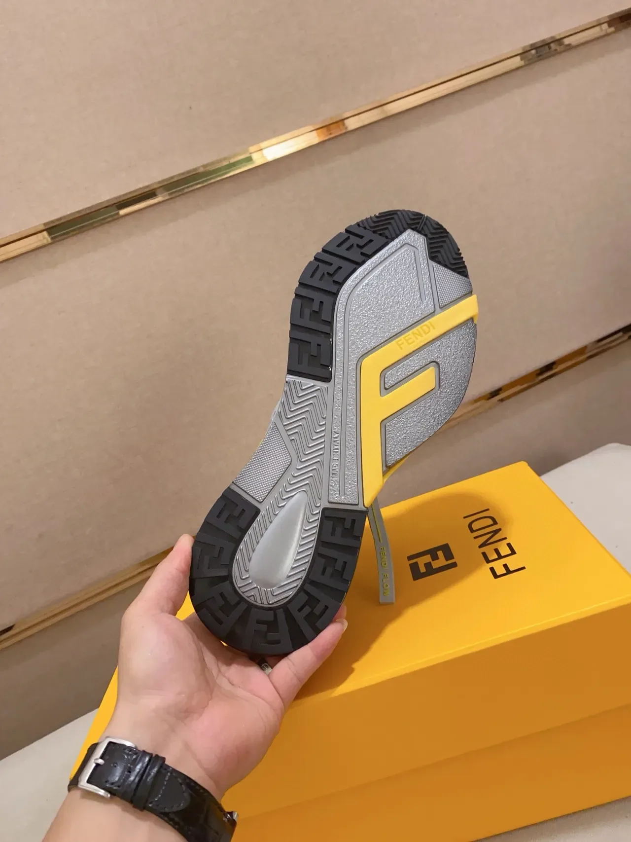 Fendi Flow Gray and Yellow Chunky Sneakers 2