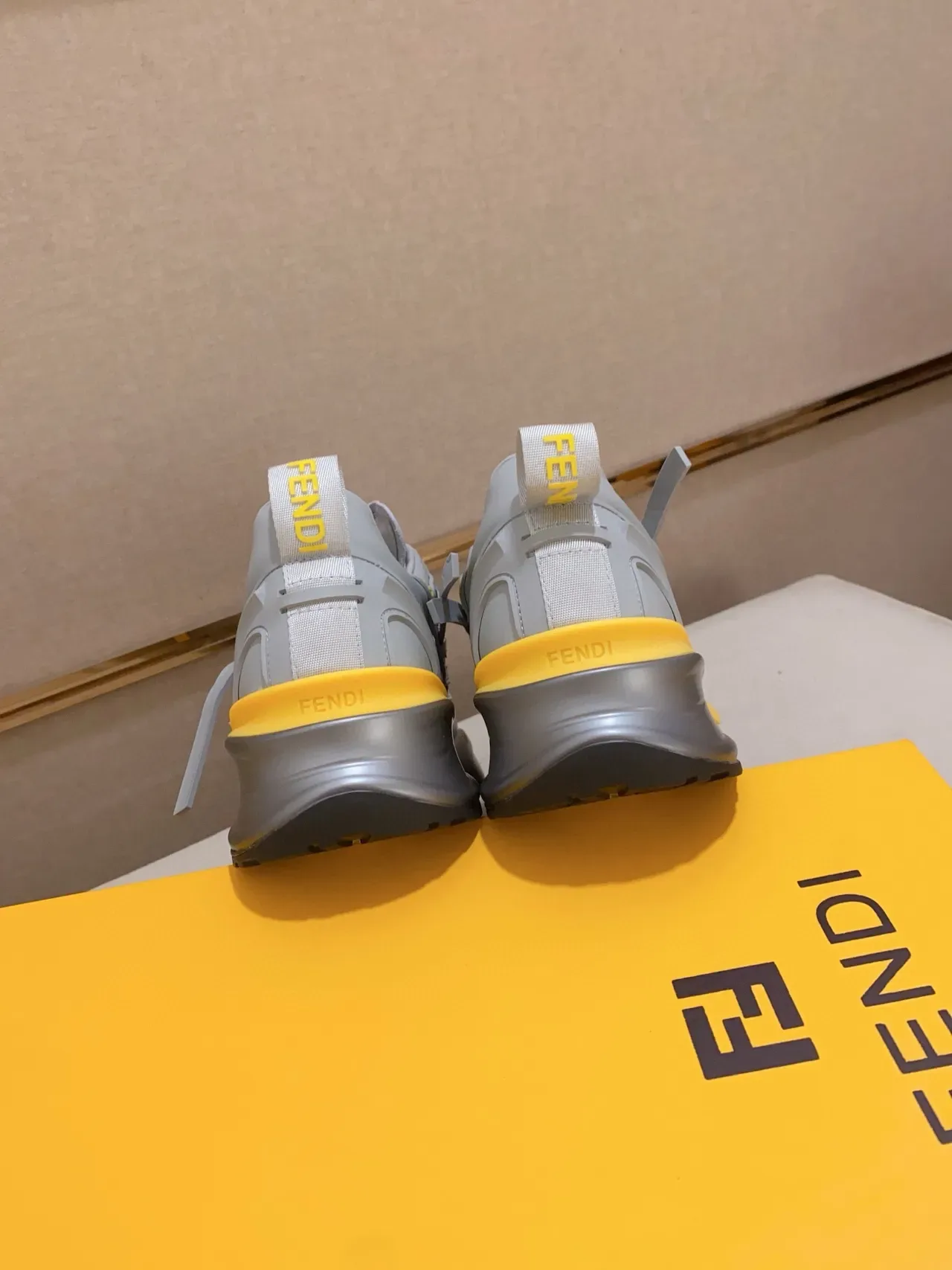 Fendi Flow Gray and Yellow Chunky Sneakers 3