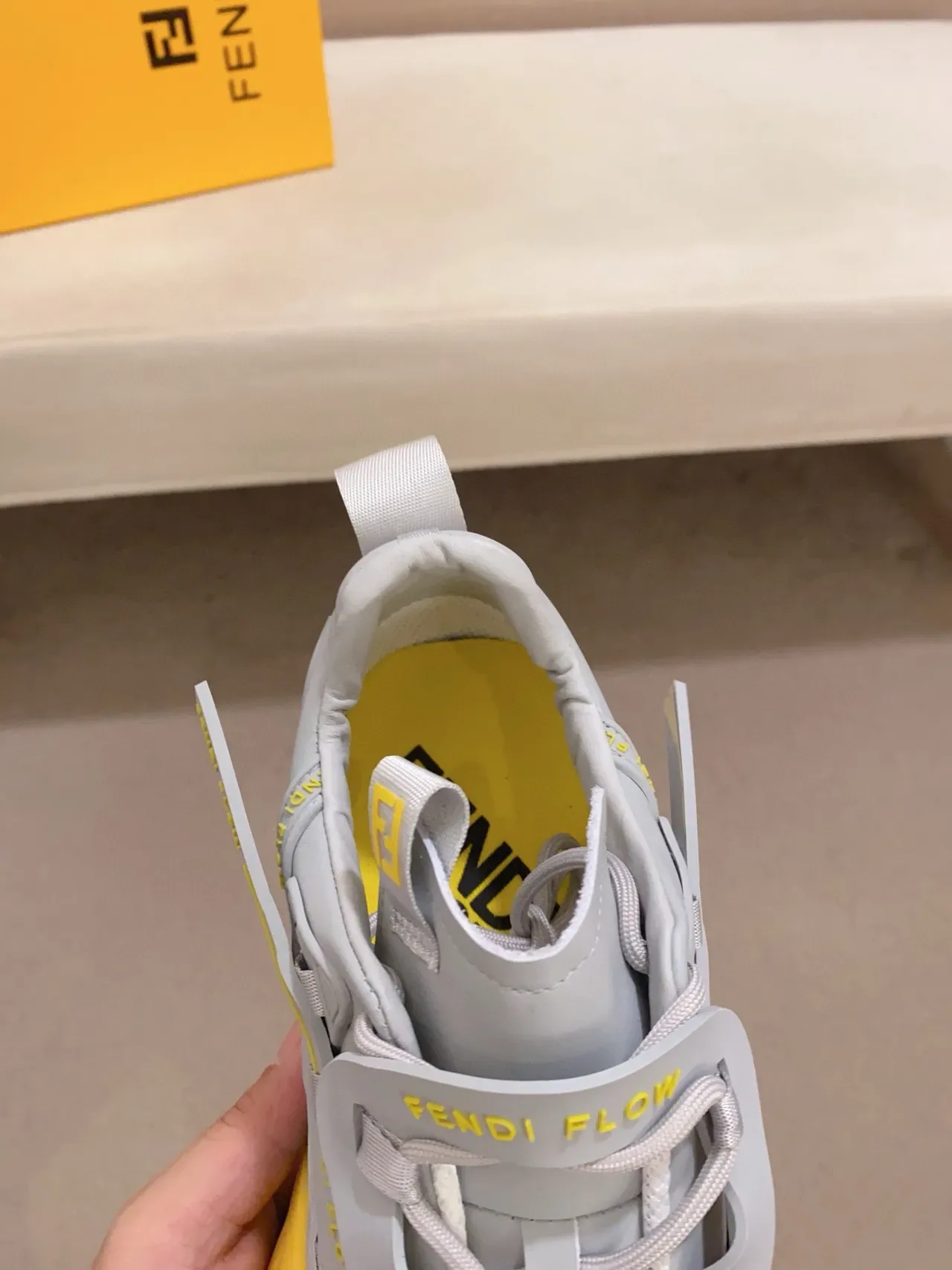 Fendi Flow Gray and Yellow Chunky Sneakers 4