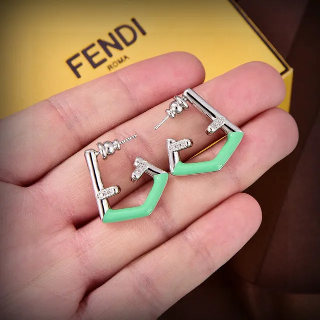 Fendi Aretes de Esmalte Geométrico y Cristal 2
