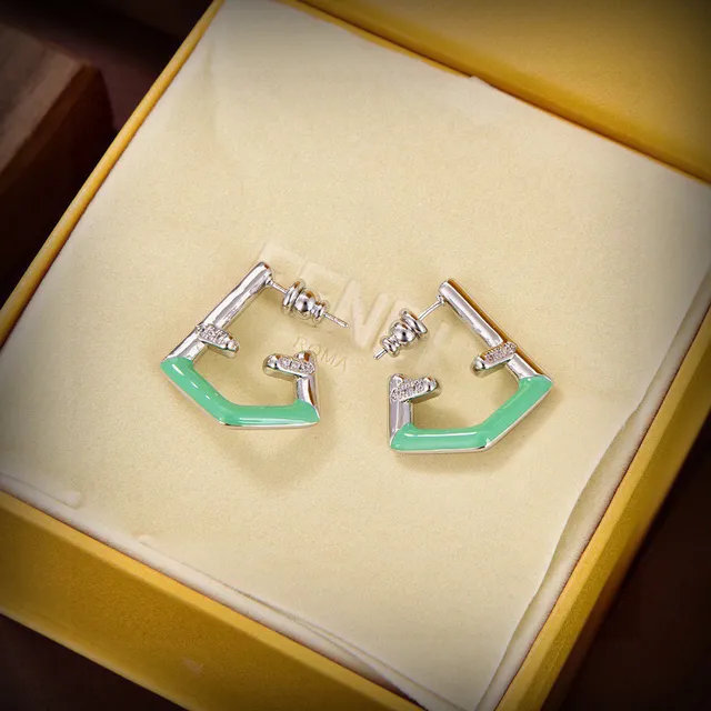 Fendi Aretes de Esmalte Geométrico y Cristal 4