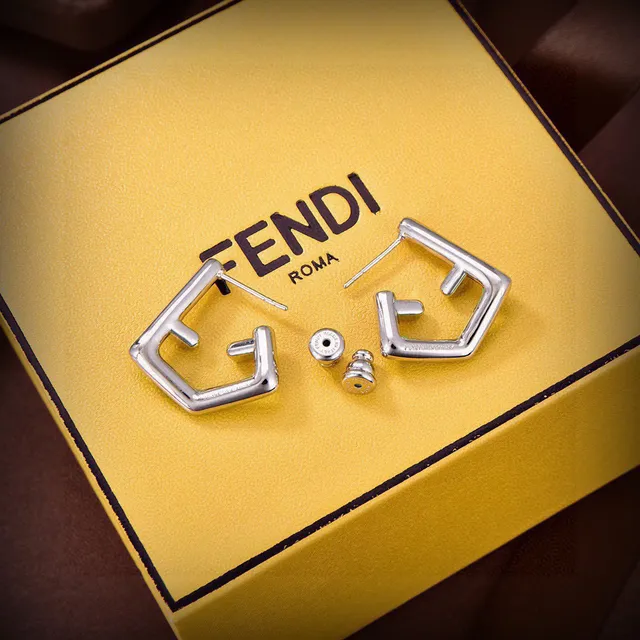 Fendi Aretes de Esmalte Geométrico y Cristal 5