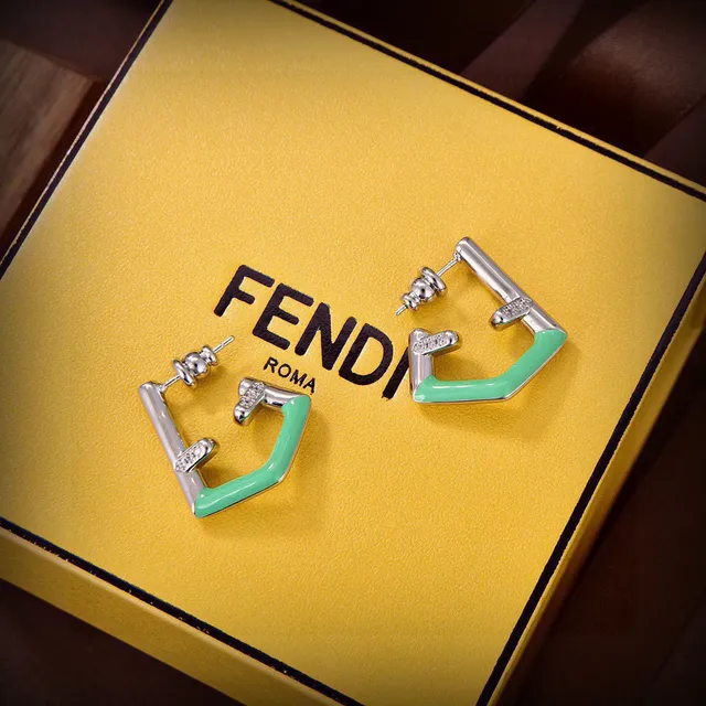 Fendi Aretes de Esmalte Geométrico y Cristal 6