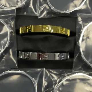 Fendi 金银硬质手镯 抛光金属手链
