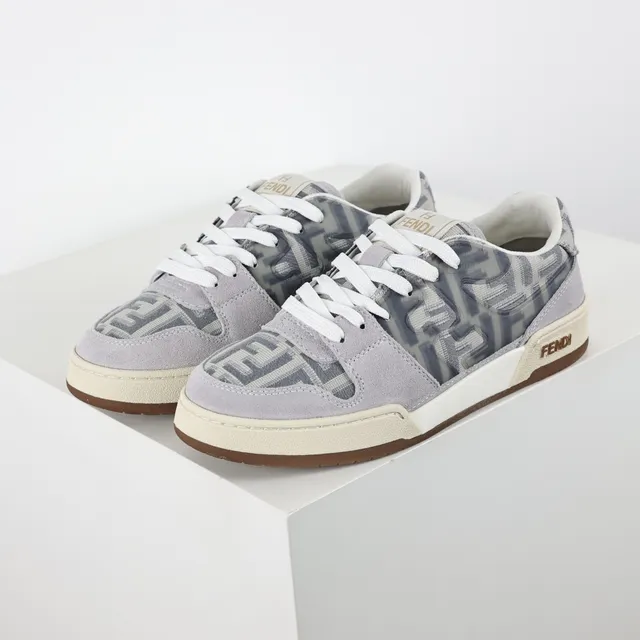 Fendi Cinza Marrom Tênis Lifestyle Low-Top com Superposição de Monograma 2