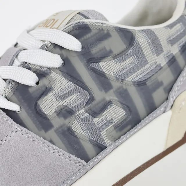 Fendi Cinza Marrom Tênis Lifestyle Low-Top com Superposição de Monograma 6