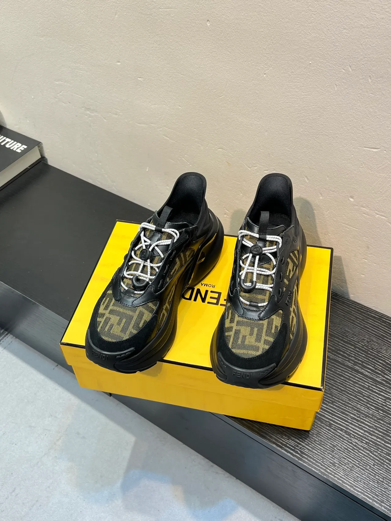 Fendi Run Away Black Brown Monogram Canvas Sculpted Sole Chunky Sneakers 2