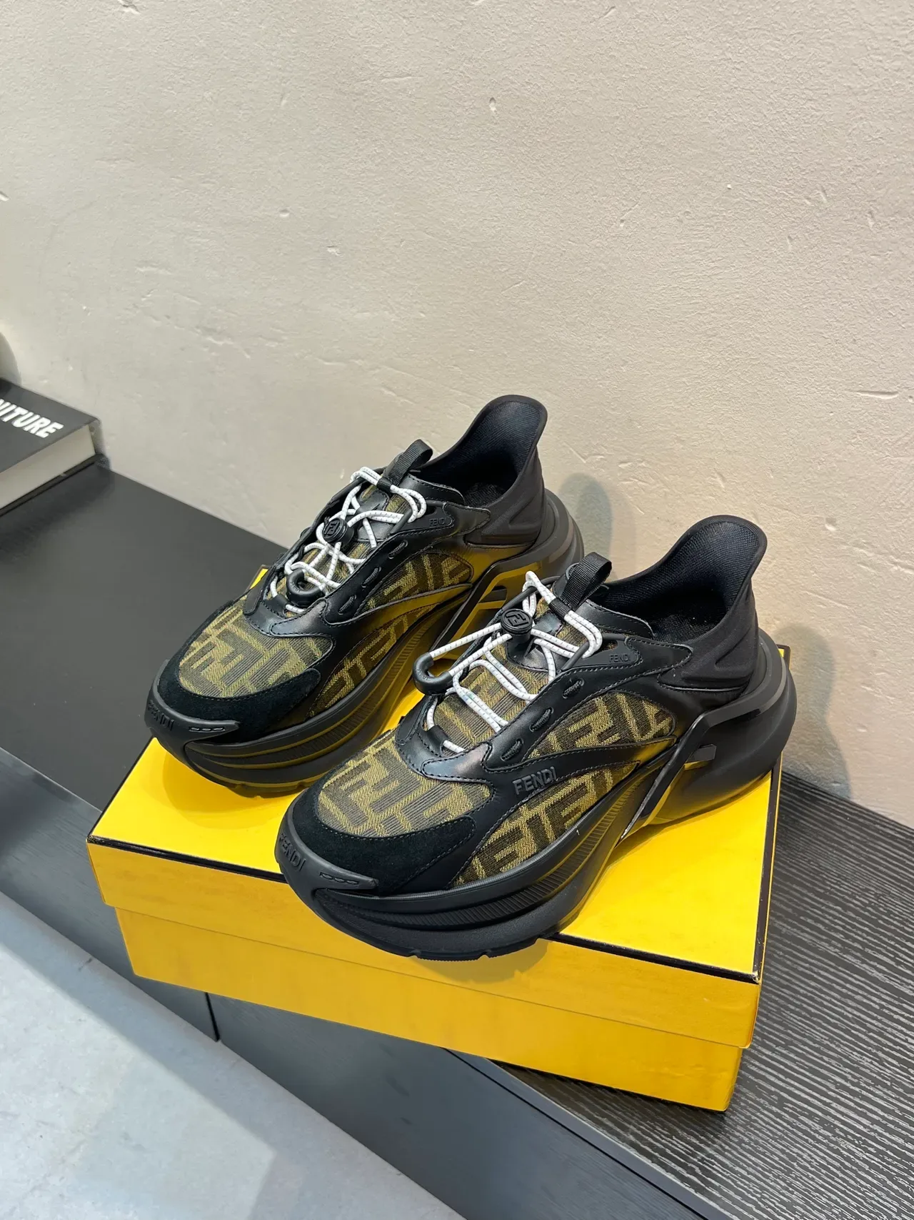Fendi Run Away Black Brown Monogram Canvas Sculpted Sole Chunky Sneakers 3