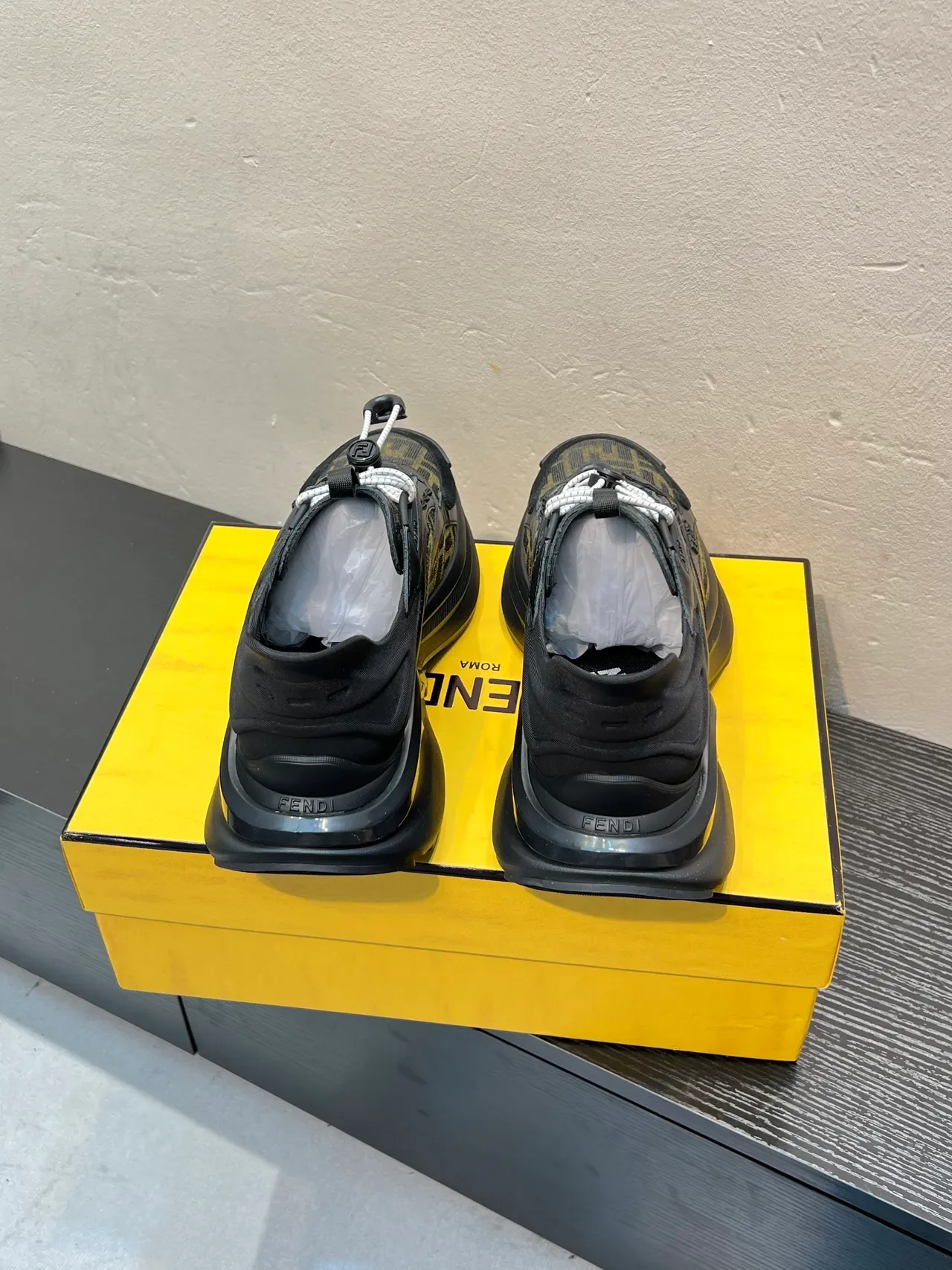 Fendi Run Away Black Brown Monogram Canvas Sculpted Sole Chunky Sneakers 6