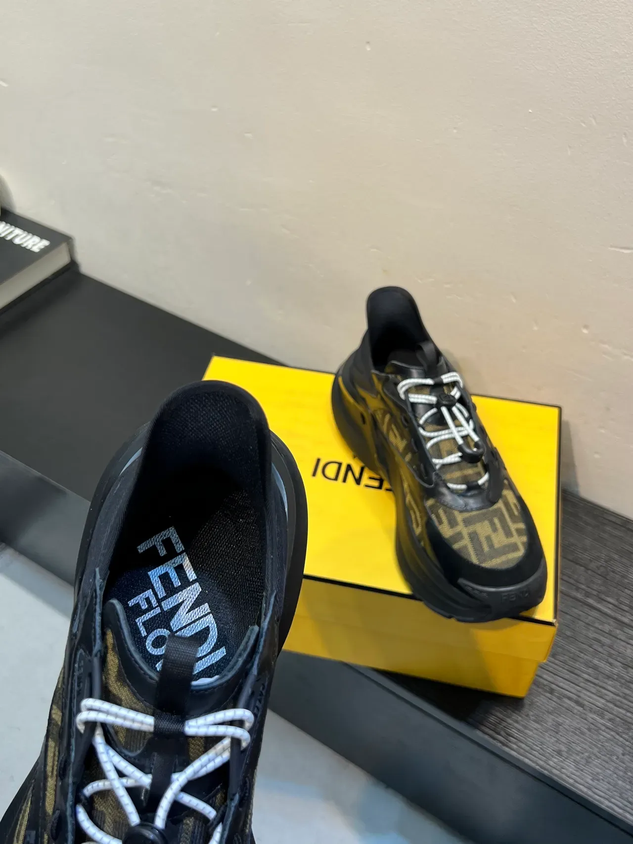 Fendi Run Away Black Brown Monogram Canvas Sculpted Sole Chunky Sneakers 7