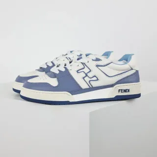 Fendi Tênis Brancos Azuis com Painéis de Couro Detalhe de Logo FF Lateral