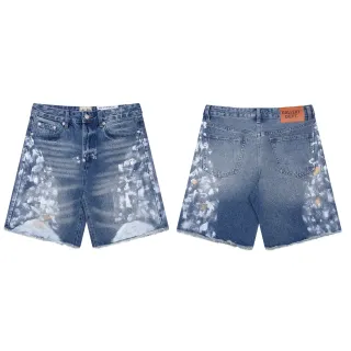 Gallery Dept Bleached Splatter Distressed Denim Shorts