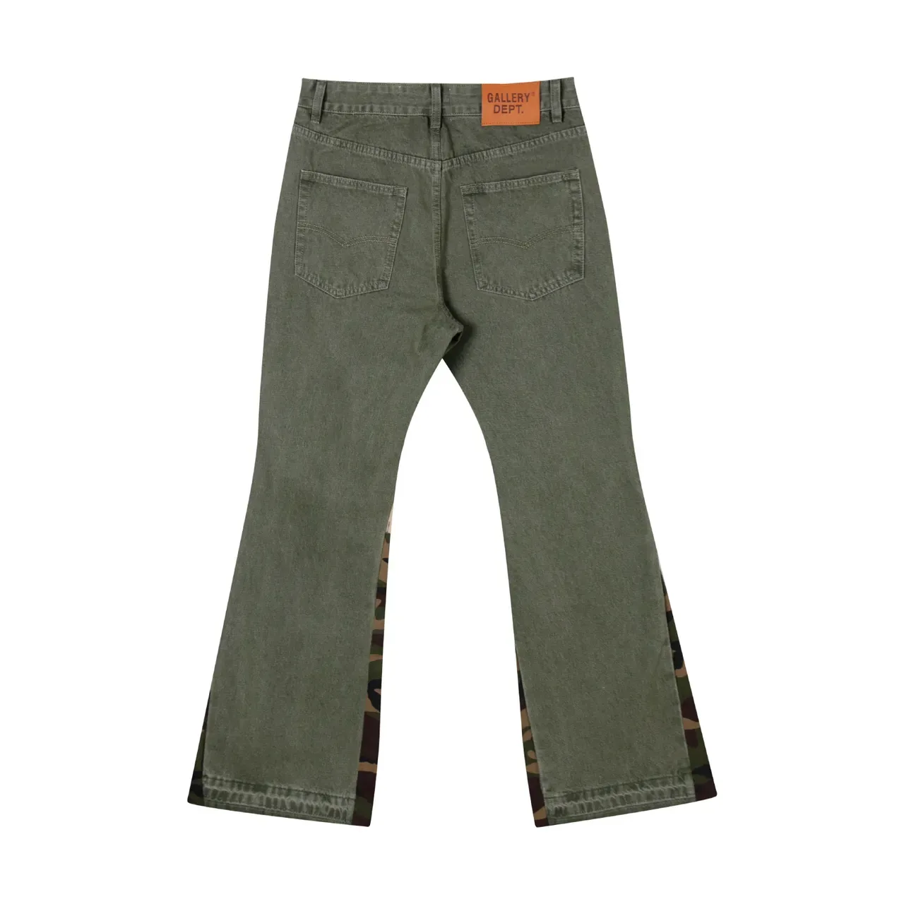 Gallery Dept Vert Olive Camouflage Panneau Latéral Jeans Évasés 4