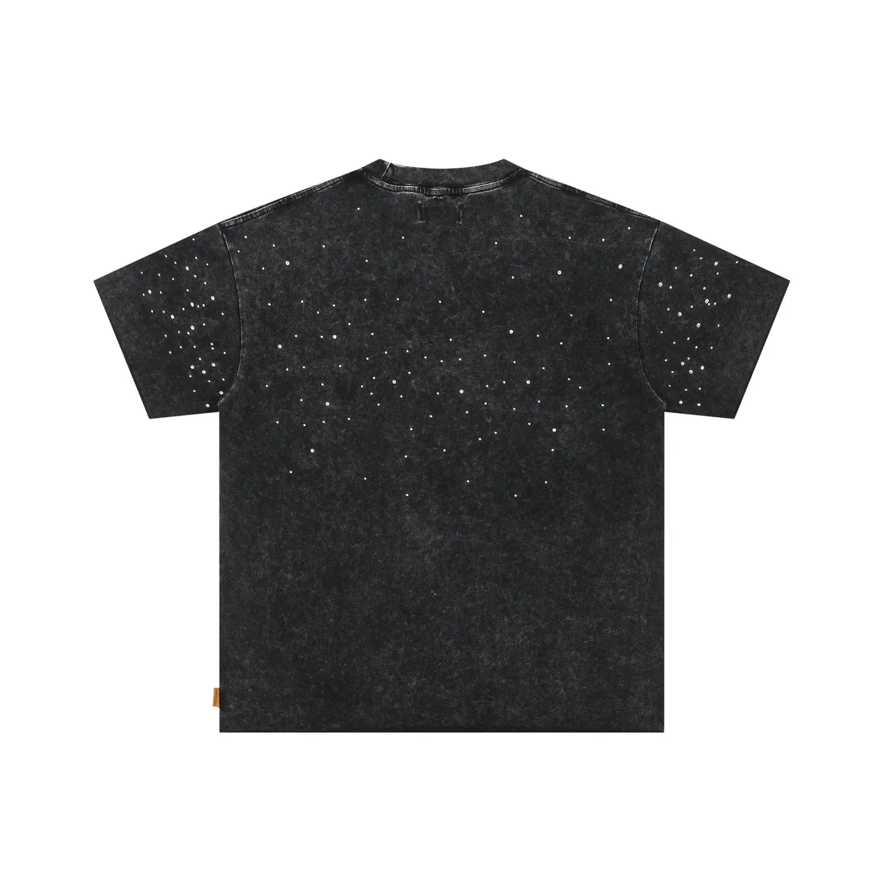 Acid-Wash Black Graphic-Print Angel Motif T-Shirt 3