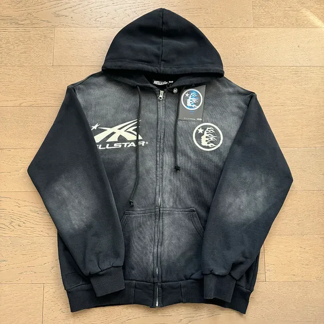Allstar Hoodie y Pantalones de Chándal Acid-Wash Negro con Cremallera 3