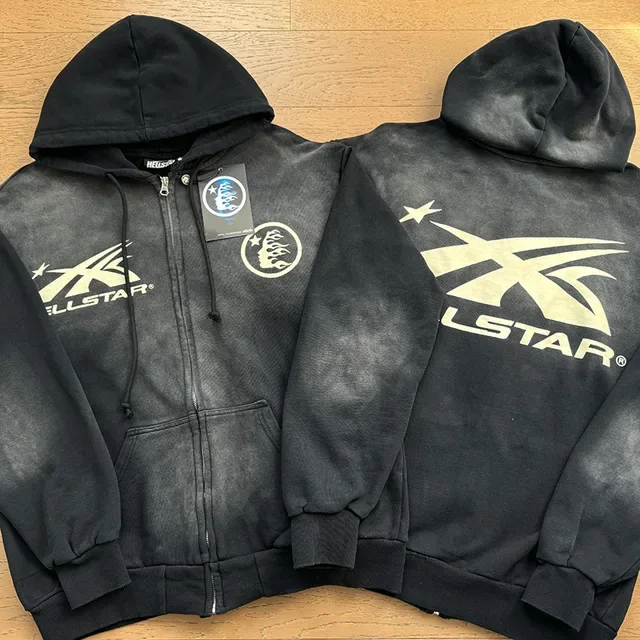 Allstar Hoodie y Pantalones de Chándal Acid-Wash Negro con Cremallera 4