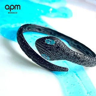 apm MONACO سوار حجريات Pavé-Set أسود وأزرق على شكل أفعى