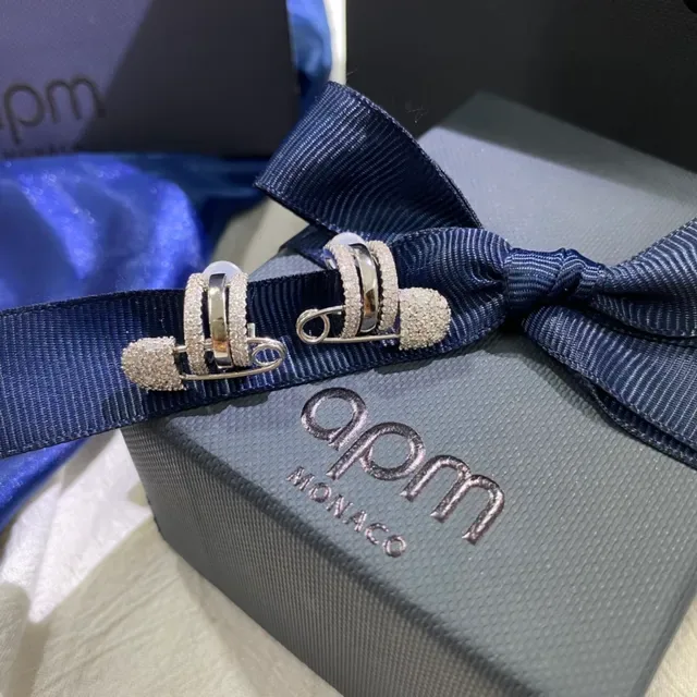 APM Monaco Pendientes Safety-Pin Pavé Cristal 3