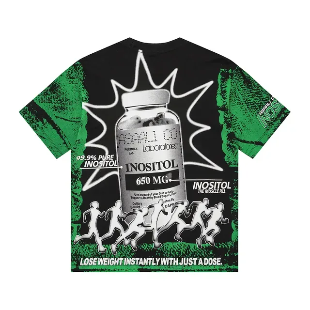 ASAALI CO NOSITOL Graphic-Print Black and Green T-Shirt 4
