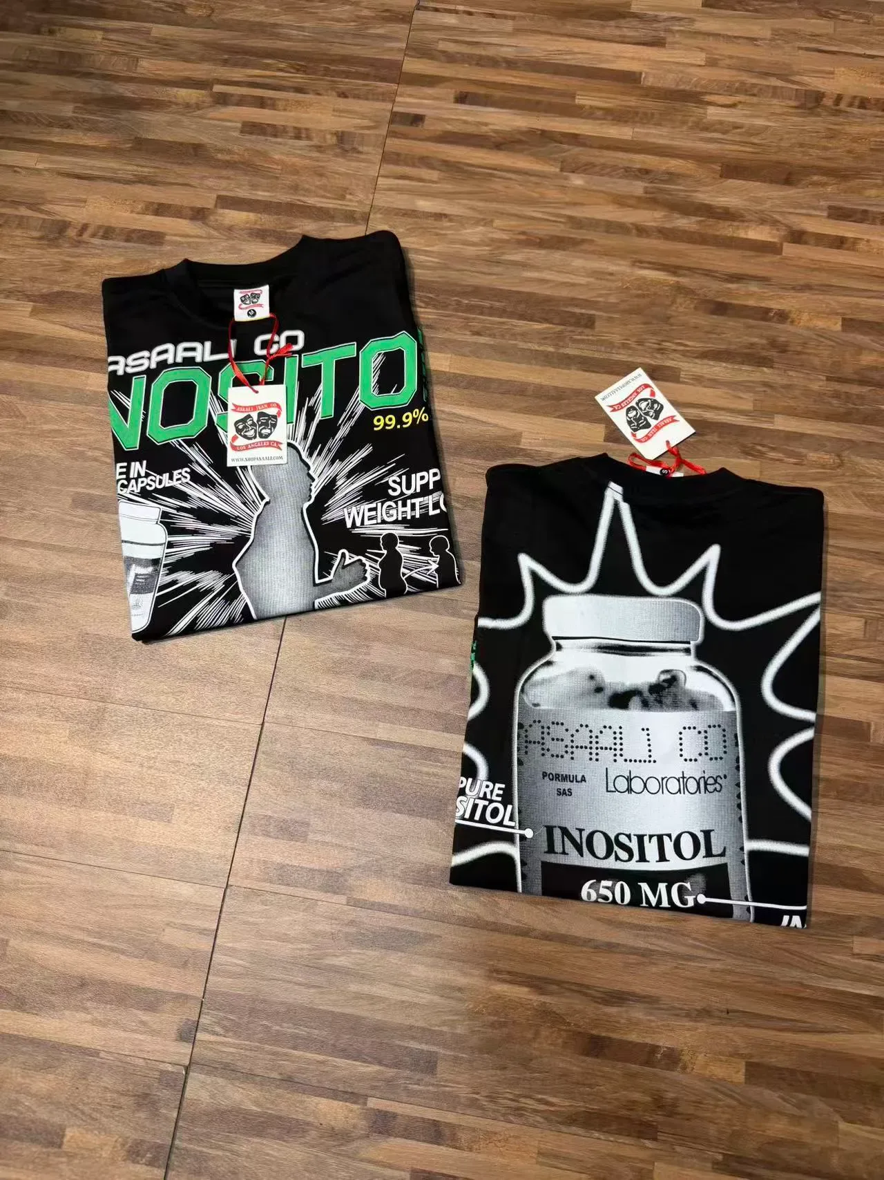 ASAALI CO NOSITOL Graphic-Print Black and Green T-Shirt 5