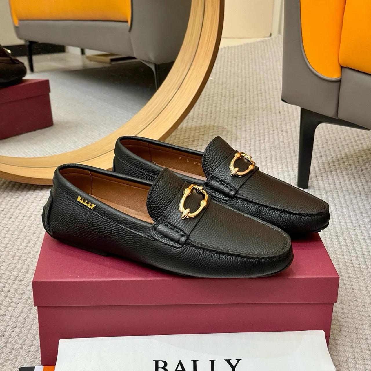 Bally Loafer Black Gold Pebbled Leather Horsebit Buckle Loafer 4