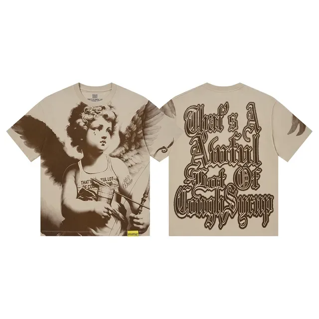T-shirt graphique chérubin beige et marron 2
