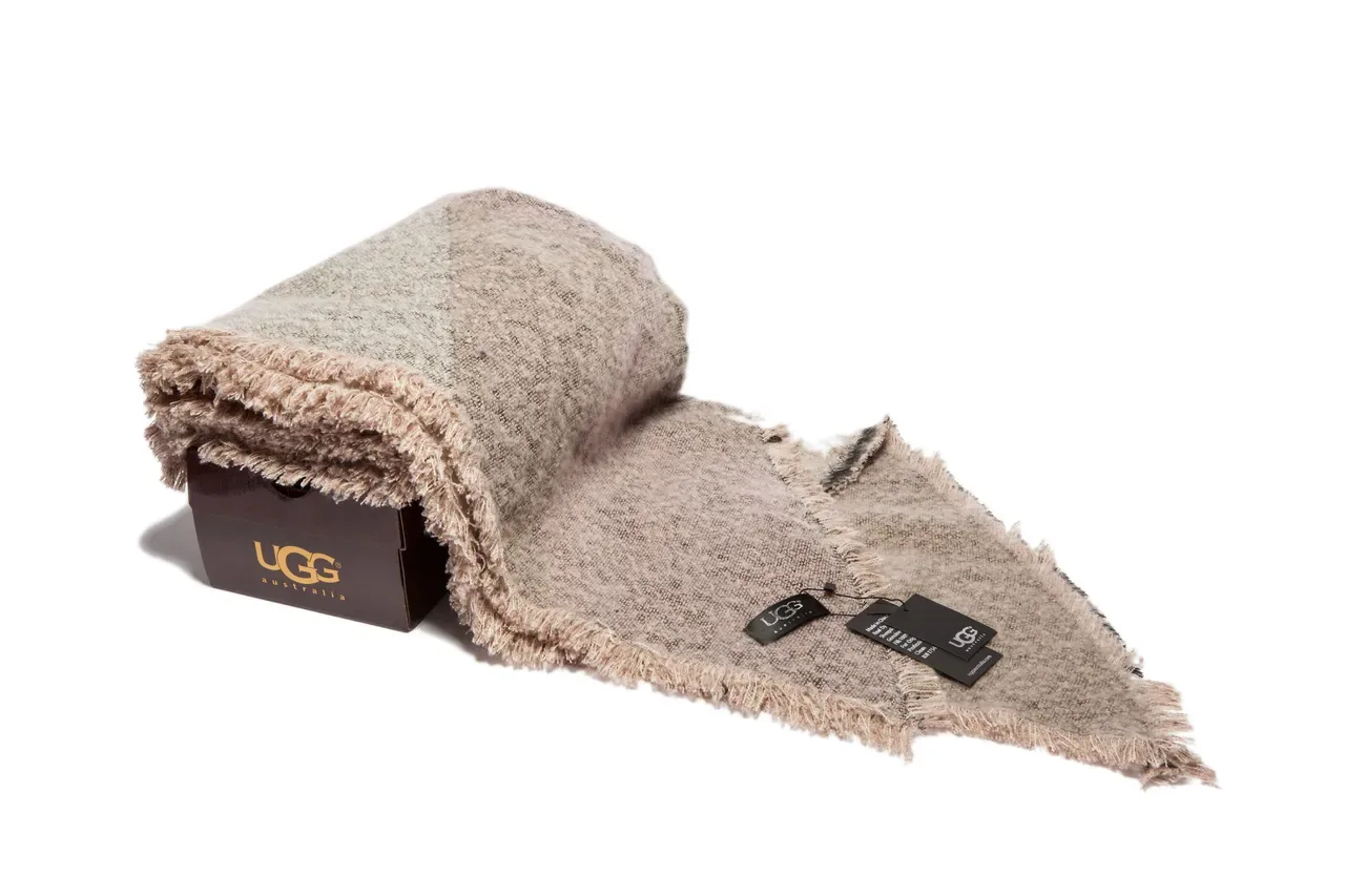Beige Black Woven Fringed Scarve 4