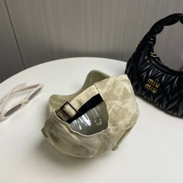 米色金色做旧牛仔布破边缝线棒球帽 8