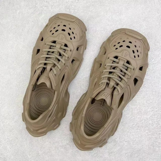 Beige Monolithic Molded Construction Ventilated Cutout Design Clog 8