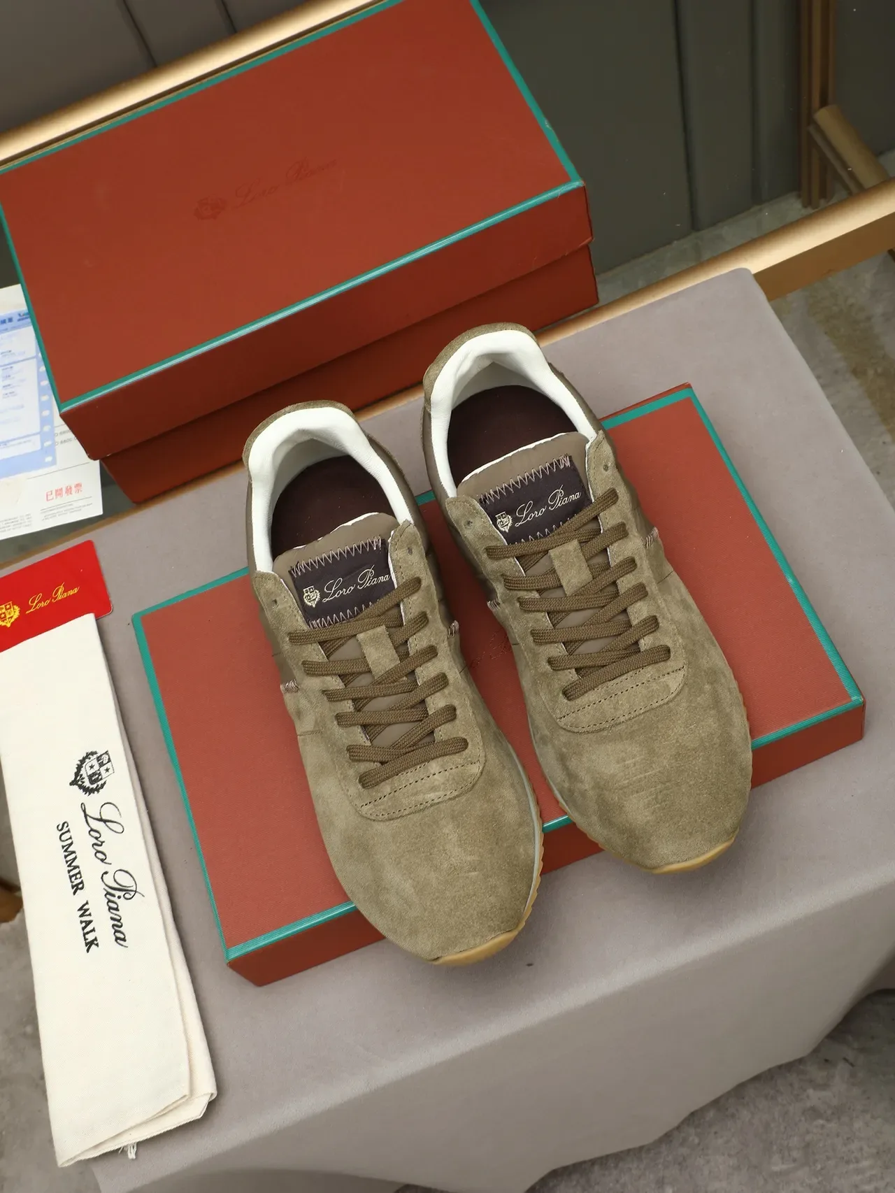 Beige Suede and Nylon Retro Runner Lifestyle Sneaker 2