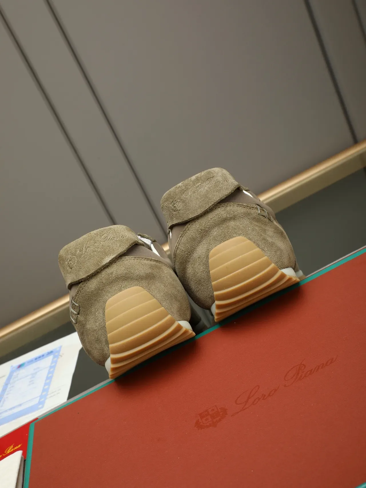 Beige Suede and Nylon Retro Runner Lifestyle Sneaker 3